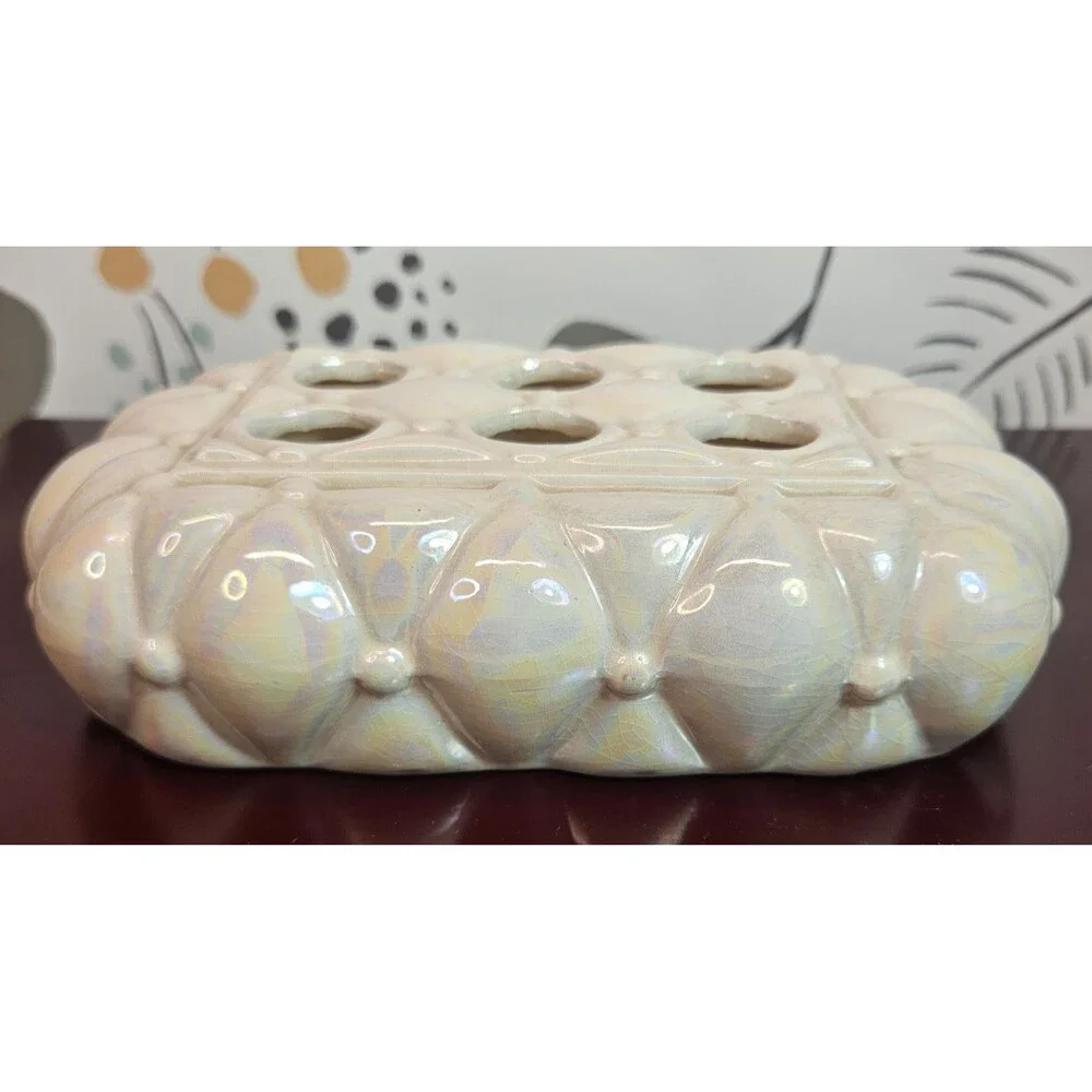 Vintage Opalescent Ceramic 6 Compartment Lipstick Holder